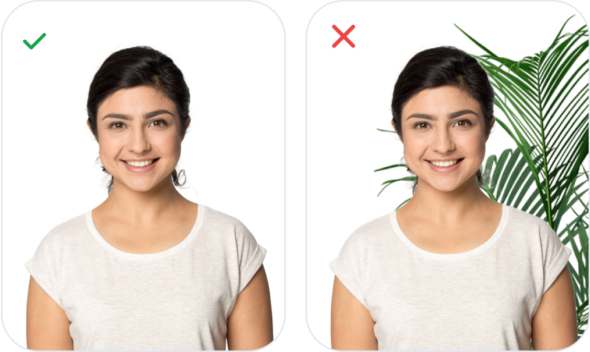 Przykłady poprawnego i niepoprawnego zdjęcia twarzy