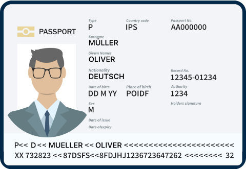 Przykład strony z danymi paszportu